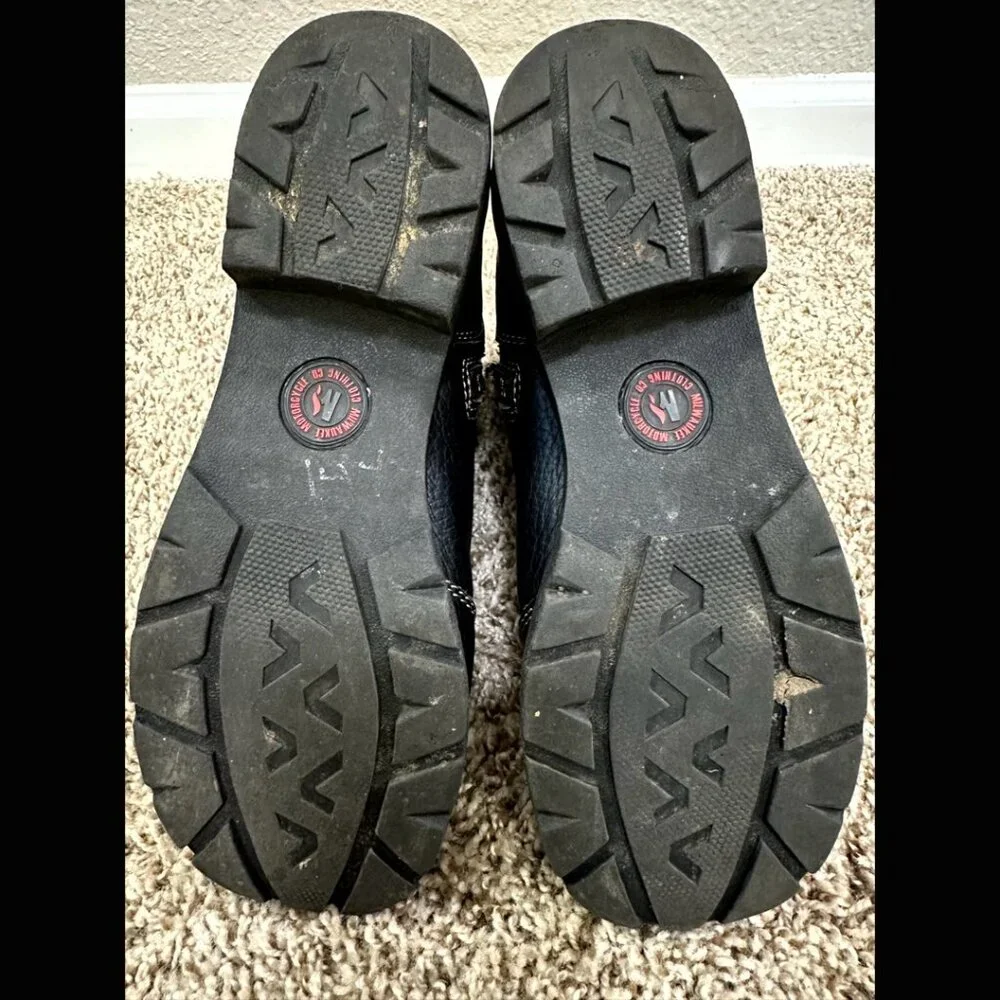 Black Milwaukee Motorcycle Boots Leather Round Toe Ankle Vintage Oil Resistant 8 - Picture 8 of 11